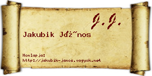 Jakubik János névjegykártya